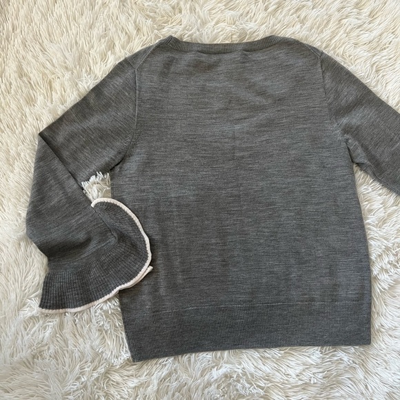 J. Crew 100% Merino Wool Crewnecklace w/ ruffle sleeve - Size L - Picture 2 of 7